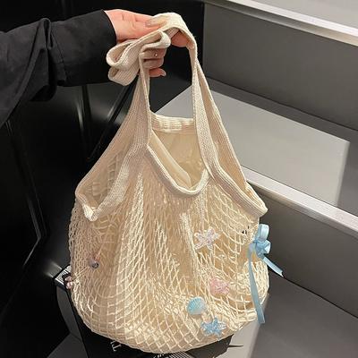 Summer New Fashion Casual Women's Armpit Bag Women's Mesh Pocket Shoulder Tote Bag Beach Messenger Women's Bag