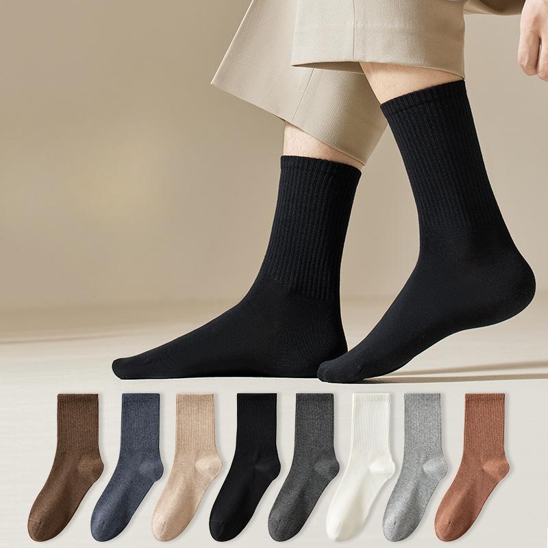 

5 Pairs of Autumn and Winter Pure Cotton Socks, Mid-tube Men s Socks, Antibacterial Sweat-absorbing Socks, Solid-color Antibacterial Men s Cotton Sock 5 pairs