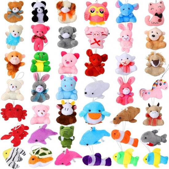Sumind 42 Pcs Mini Stuffed Animals Toys Set Small Plush Keychain Decorations for Teacher Student Award, Carnival Prizes, Goodie Bags Filler,