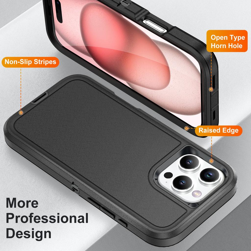 For iPhone 16 Pro Max Case PC+Silicone+EVA Drop Protection Mobile Phone Cover