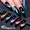 MEET ACROSS 7ml 9D Magnetic Gel Nail Polish Glitter Cat Eye Gel Semi Permanent Soak Off  UV Gel Glitter Manicure For Nail Art Gel Varnish