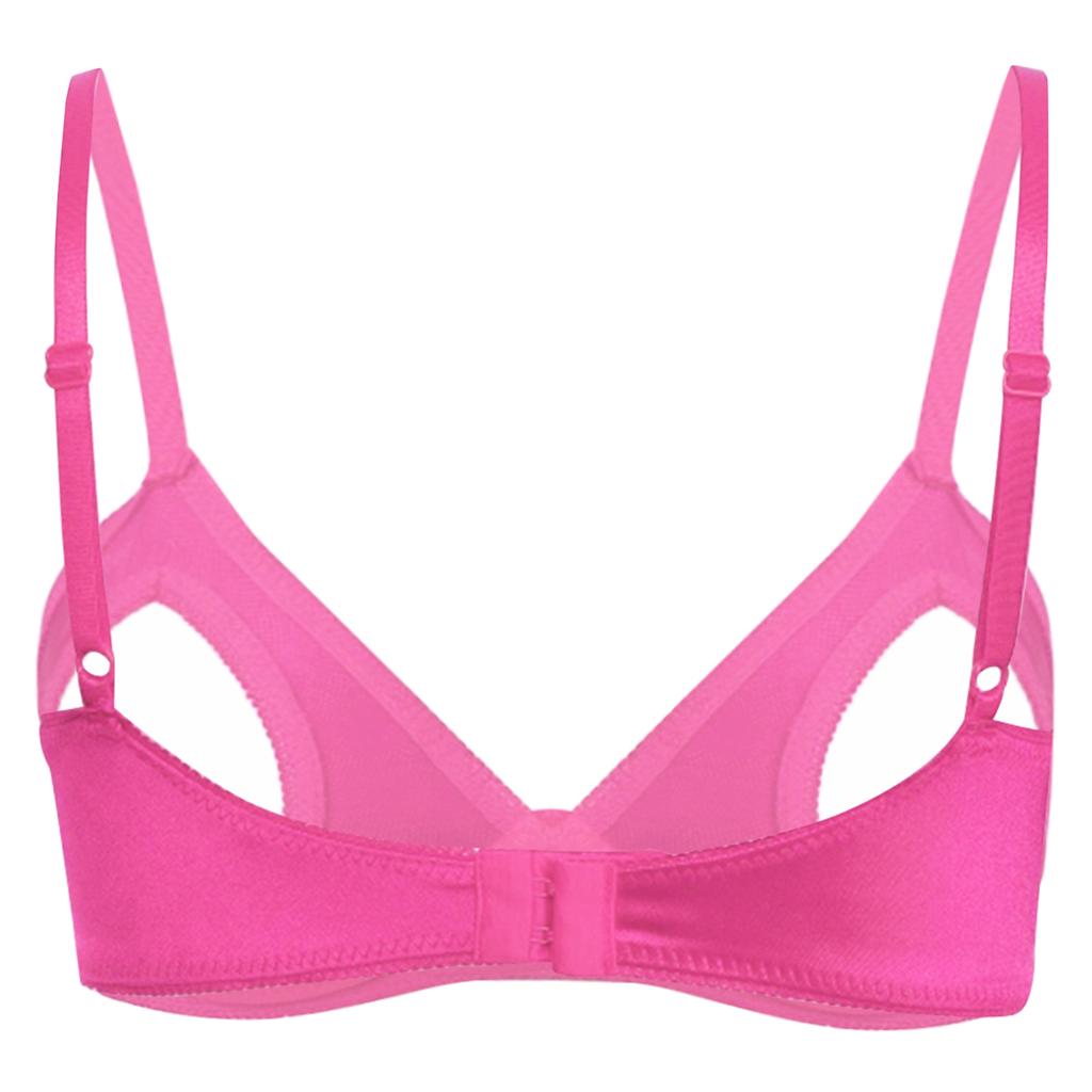 Womens Bra Cutout Push Up Shelf Bra Top Adjustable Straps Lace Trim Brassiere Valentine Lingerie