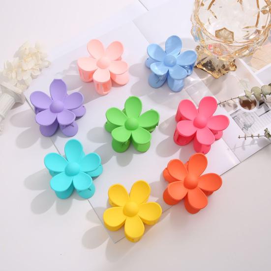 Flower Shape Hair Claw Non-slip Design Back Head Hair Clip Candy Color Plastic Hair Clamp Hair Accessory