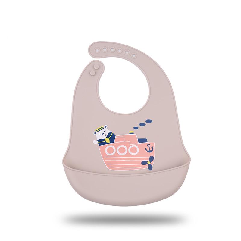 Waterproof Food-Grade Silicone Baby Bib - Leak-Proof, Self-Feeding, Drool Protection