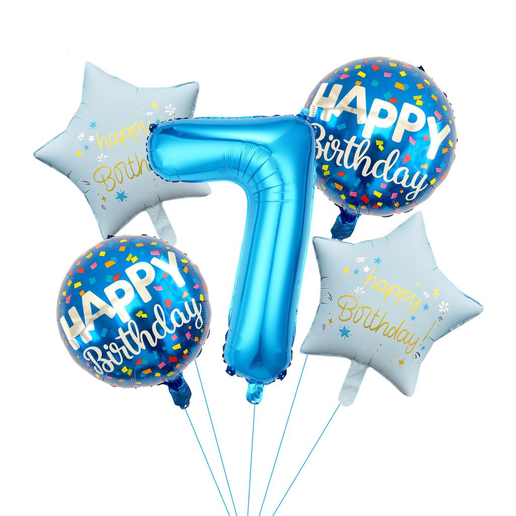 32 Inch Blue Digital Aluminum Film Balloon Set Birthday Party Decoration Atmosphere Balloon Scene Arrangement