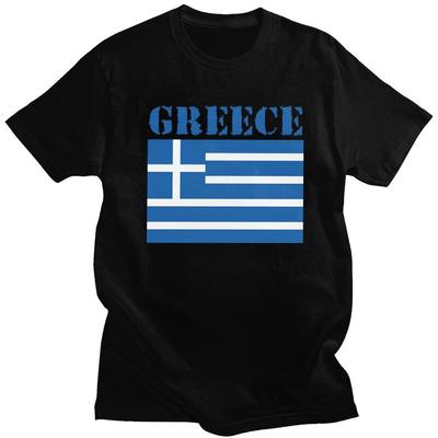 Custom Greece Flag Tshirt for Men Short Sleeve T Shirt Cool Tshirt Loose Fit Pure Cotton Tee Gift Idea