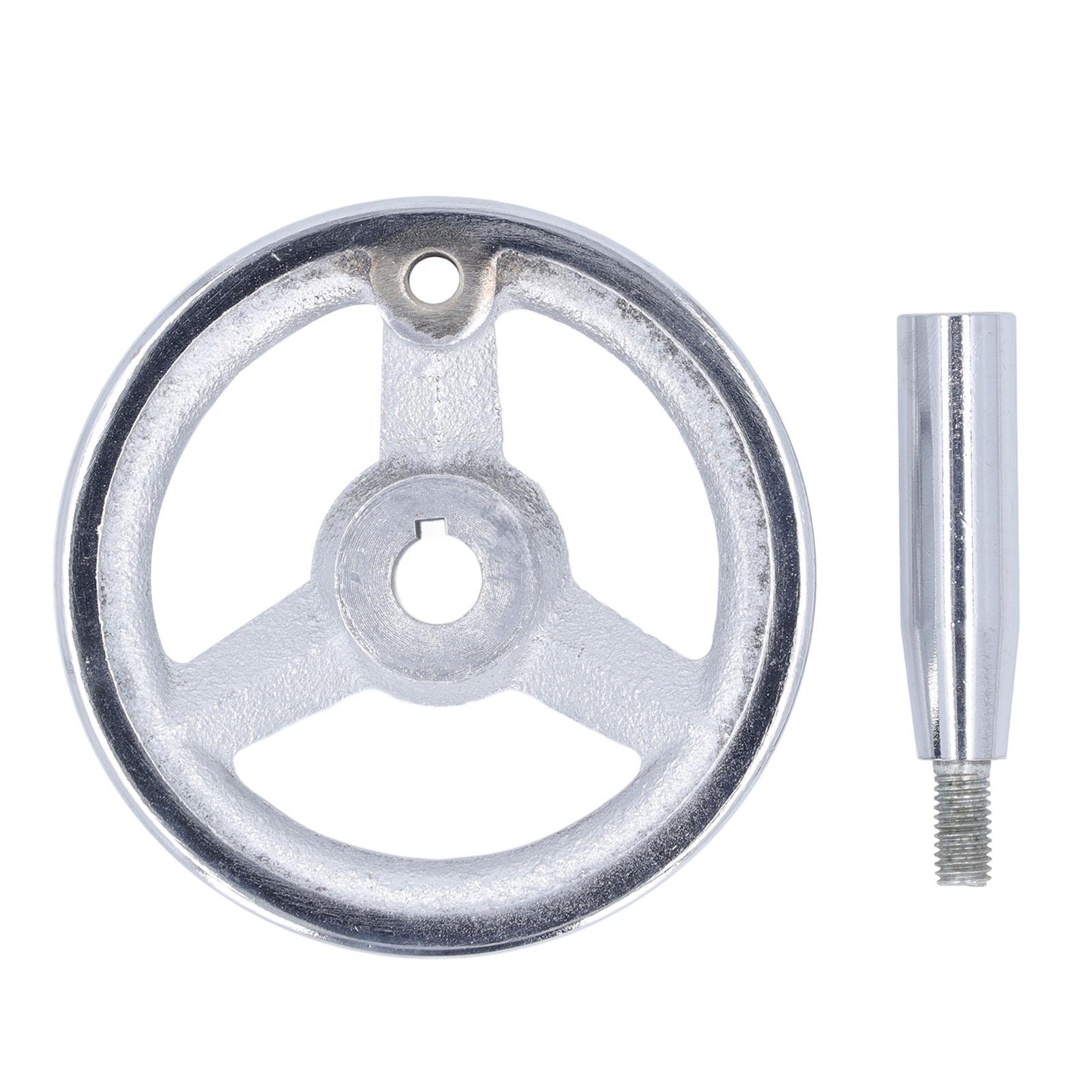 

3 Spoke Hand Wheel with Revolving Handle Cast Iron Round Handwheel for Lathe Milling Grinding Machine 12x100MM