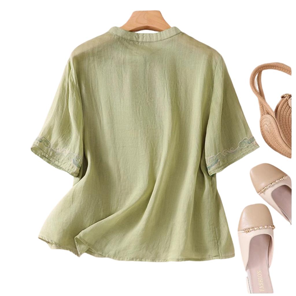 Damen Frühlingstop Bestickte Bluse Sommerhemden für Damen Lockerer Schnitt Lässige Damen Sommerhemden Bequemes Design