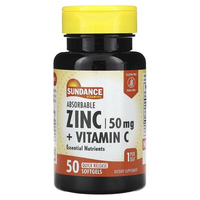 Sundance Vitamins, Resorbierbares Zink + Vitamin C, 50 Schnellfreisetzende Weichkapseln
