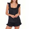Women's Fashion Loose-Fit Strapless Sleeveless Top And Shorts Set Casual Pajama Set
