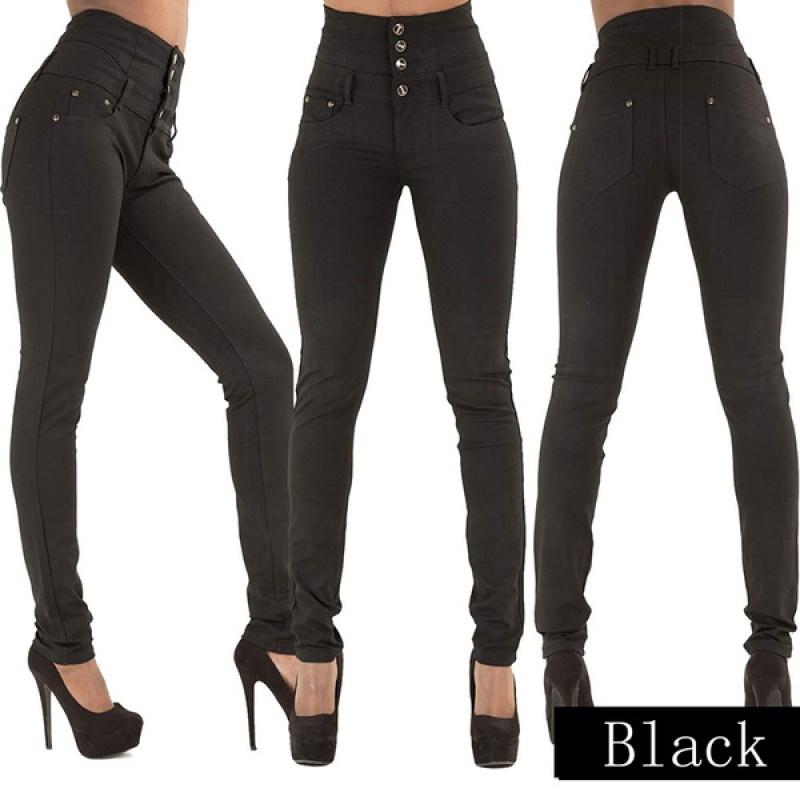 Dámské ležérní kalhoty s vysokým pasem Demin Pencil Pants Slim Jeans