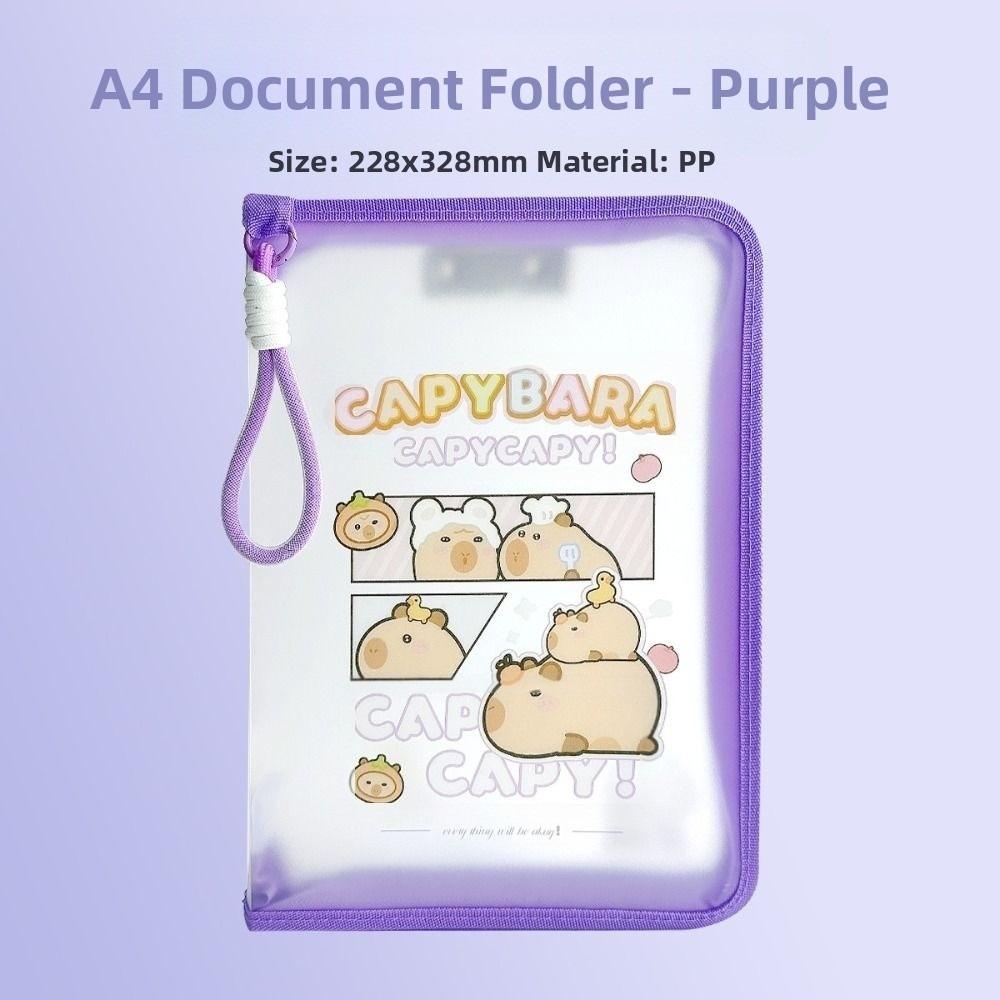 

Водонепроницаемая папка-конверт формата А4 с капибарой, ручные сумки для хранения данных, милый органайзер для файлов, студент фиолетовый