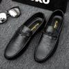 Man Casual Shoe Business Round Toe Moccasin Leather Shoes for Men Soft Flat Dress Loafers Formal Black Comfortable Fashion 2025