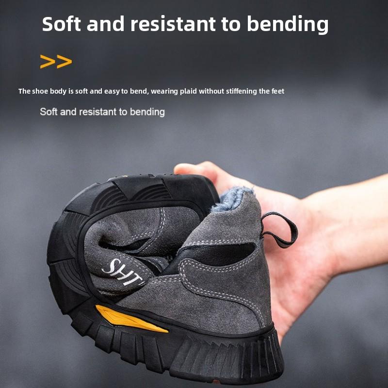 Men's Safety Shoes Thickened Keep Warmer Fleece-lined Men Women Anti-smash Winter with Steel Toe Cap Puncture Safety Sneakers