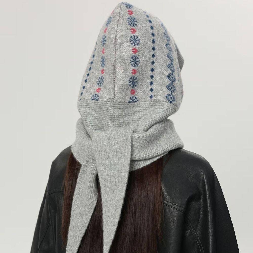 Pullover Hat Ear Protection Hat Scarf Cap Knitted Hat Fashion Hooded Hat  Streetwear