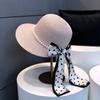 Elegant Pearl Bowknot Sun Hat for Women - Wide Brim, UV Protection Straw Bucket Cap with Chic French Style Design