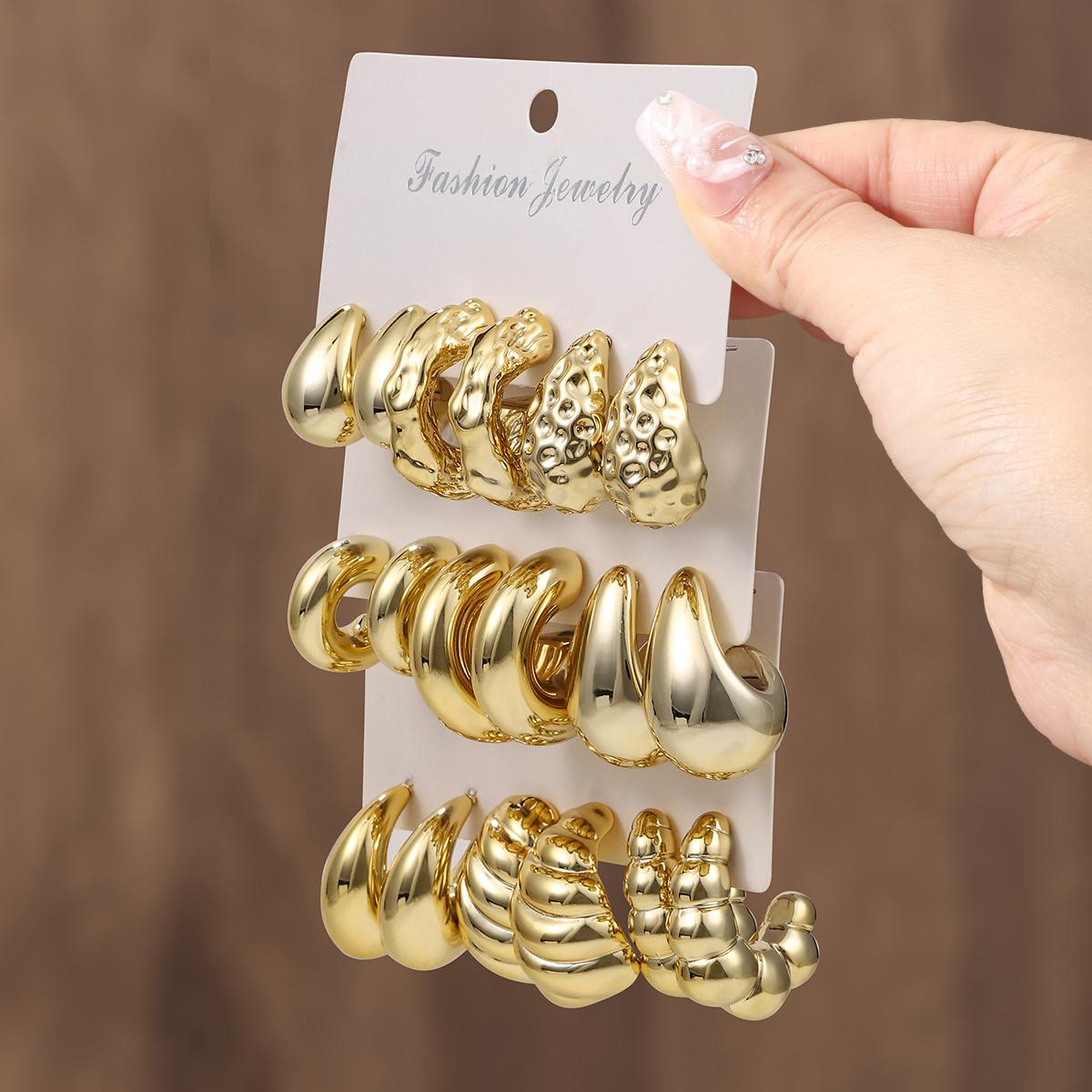 

9 пар Панк Большие серьги-гвоздики в виде капли воды Винтажный геометрический набор серег-нитей Женские модные эффектные серьги для вечеринки с цирконом