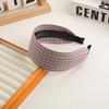 New Checkered Wide Fabric Headband Sweet Academic Vintage Hair Band Non-Slip Toothed Design Korean Retro Hair Accessories