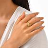 Stainless Steel Zircon Bow Flower Butterfly Ring for Women,18K Gold Plated Bowknot Opening Rings,Fashion Jewelry Gifts