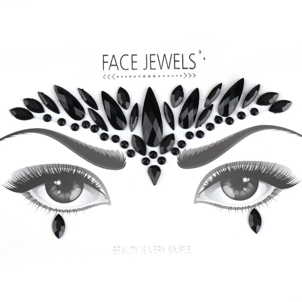 Fashion Colorful 3D Crystal Temporary Tattoo Face Gems Jewels Rhinestone Glitter Adhesive Stickers Festival Body Facial Decor