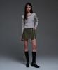Fancy Club [Nf] Biker Pintuck Mini Skirt (Khaki)_F24Qd865