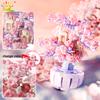 Non-Toxic Diy Discoloration Cherry Blossom Moc Flower Pink Tree House Building Blocks Classic Model Bricks Sets Kid Romantic Gift