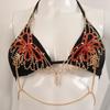 Red Butterfly Rhinestone Body Chain Bikini Bra for Nightclub and Beach