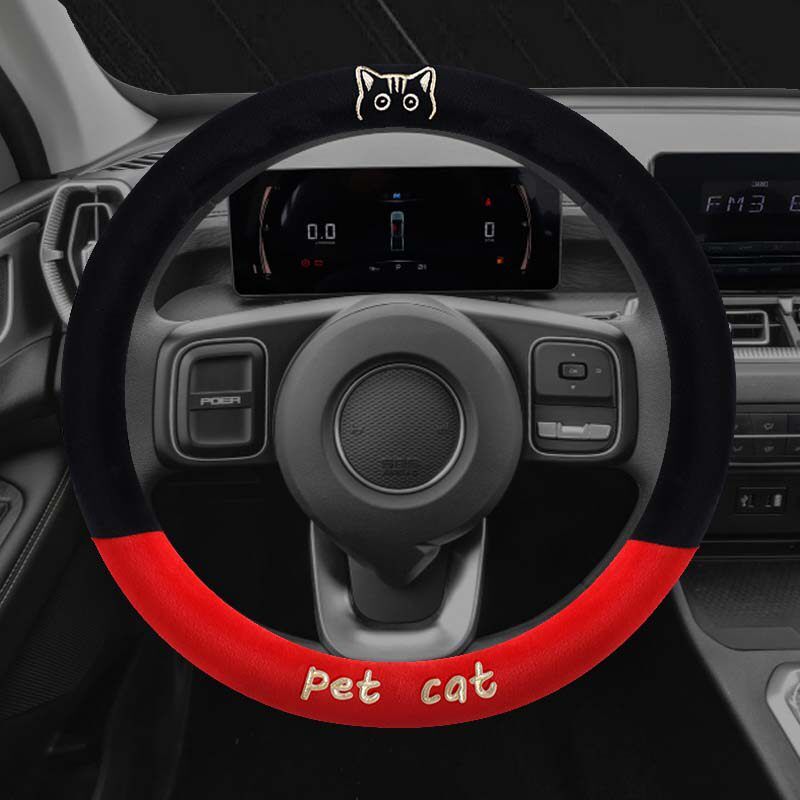 Great Wall Cannon/Diamond Cannon/Shanhai Cannon New Energy for Pickups Plush Cotton Car Steering Wheel Cover Winter Heattech Great Wall Cannon Exclusive - Pet Plush - Rafi Red
