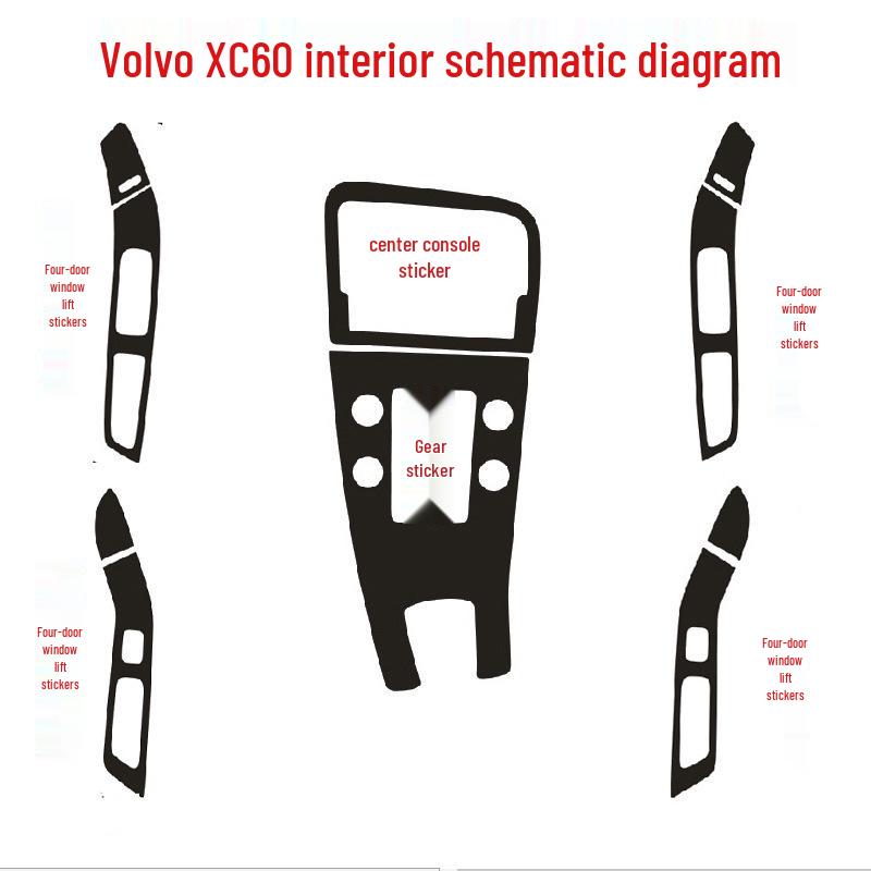 Volvo XC60 Custom Interior Carbon Fiber Gear Shift Decoration Stickers