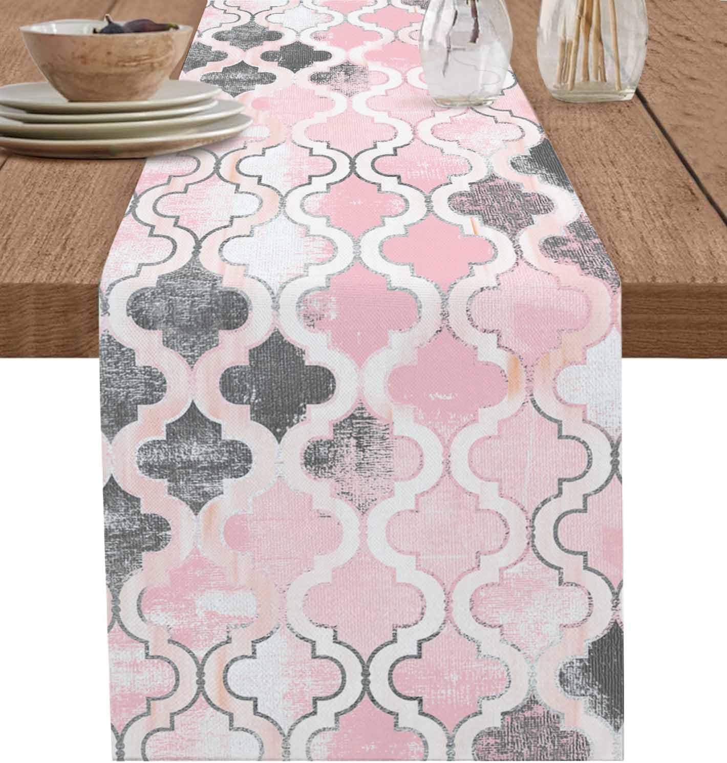Blauwe Marokko Linnen Tafelrunners Moderne Geometrische Trellis Abstracte Kunst Commode Sjaal Tafel Decoratie Bruiloft Diner Feest Decoratie 150x33cm