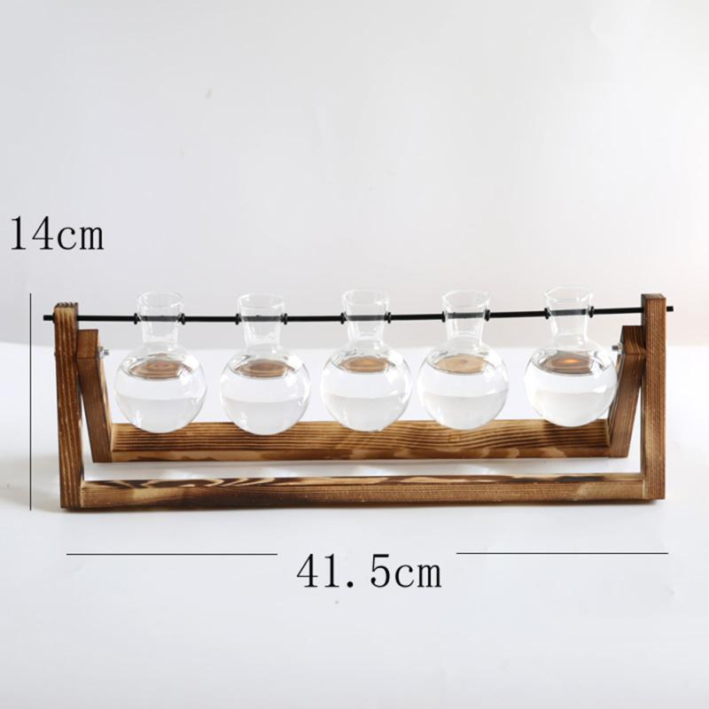 

Прозрачная стеклянная ваза для цветов с деревянной рамой, 5 бутылок, настольная креативная гидропонная ваза для растений для straight rod