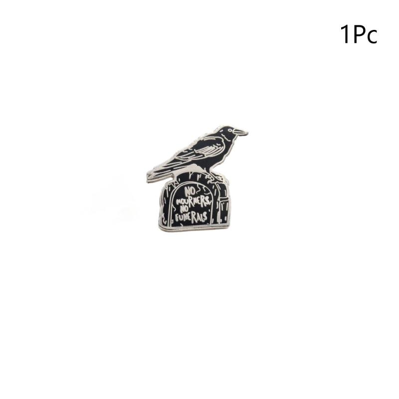 Crow Black Bird Mourning Brooch, Crow Decorative Brooch, Mourning Badge, Clothing And Accessories