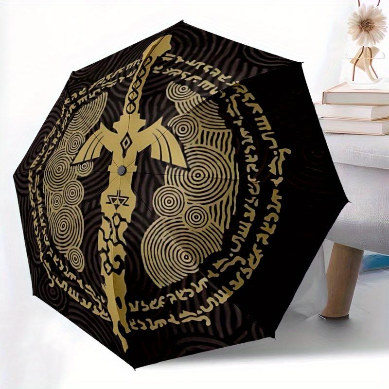 Legend of Zelda Automatic Folding Umbrella with Sturdy Iron Frame, Portable Compact Travel Umbrella All-Season Use Parties030