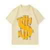 Men's 100% Cotton Crew Neck Short Sleeve T-Shirt, Cool Graffiti Style 3D Dollar Sign Print Casual Loose Fit Tee, Comfortable Streetwear Daily Wear Top
