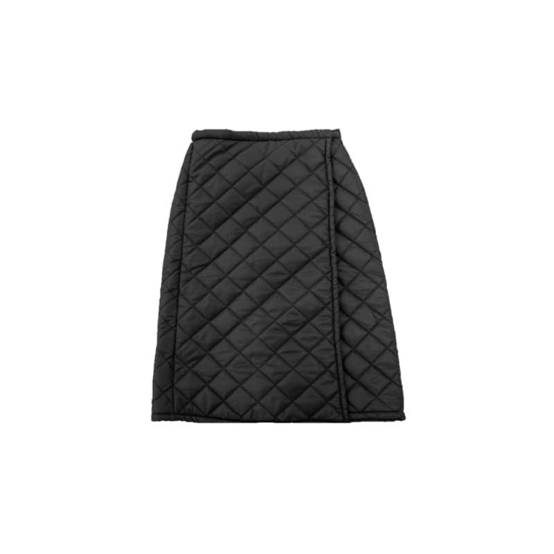 

[Global Japan] back boa wrap skirt Cold protection long waist skirt quilted skirt (black)
