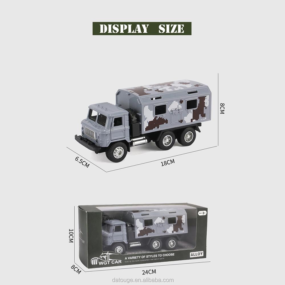 Model vojenského obrněného auta 1/43 vojenského nákladního automobilu, model vozidla se simulací kojenců pro dětskou zatahovací hračku se světelným zvukem (Starožitný lékařský vůz)