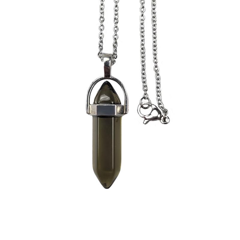Colorful Crystal Hexagonal Necklace: Meditation Gem & Dowsing Pendulum Pendant