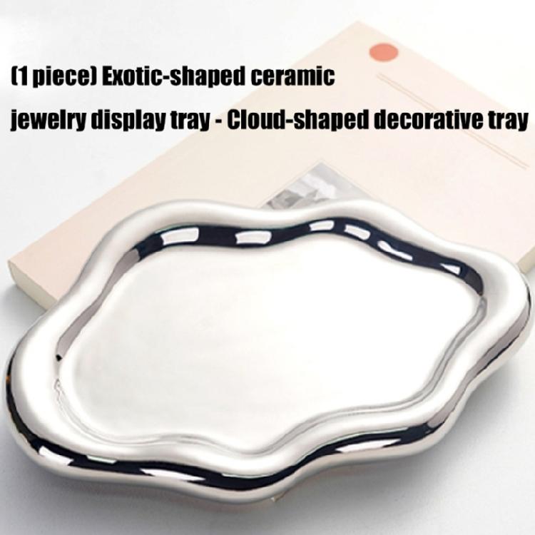 2PCS Artistic Ceramic Trays with Cloud Shape for Modern Home Enhancement and Photo Event Blending Seamlessly Anywhere