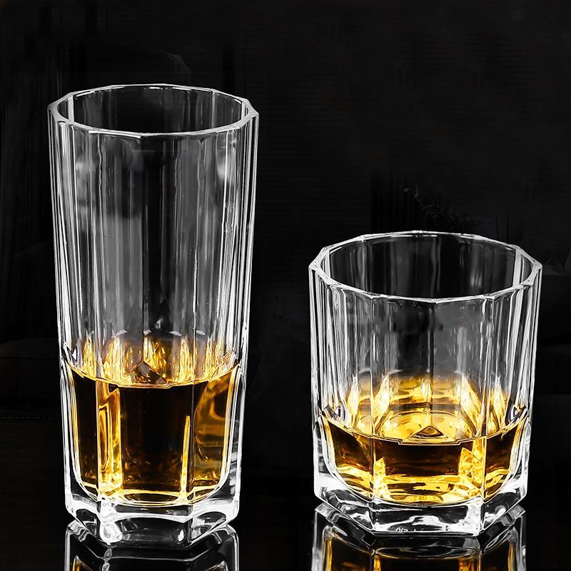 315ml/325ml Glass Coffee Cup Transparent Tumbler Hexagonal Bottom Glasses Wedding Gifts Vertical Stripes Glassware Tumblers Cups