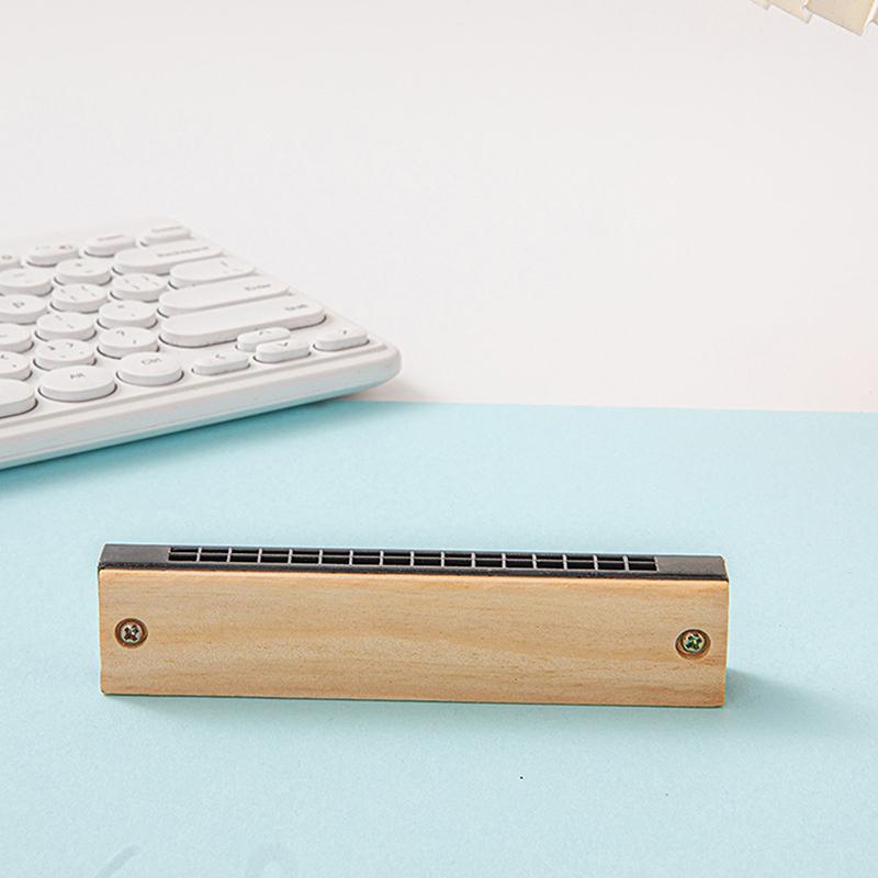 Diy White Embryo Wooden 16 Holes Little Harmonica Musical Instrument Kids Early Educational Enlightenment Toys
