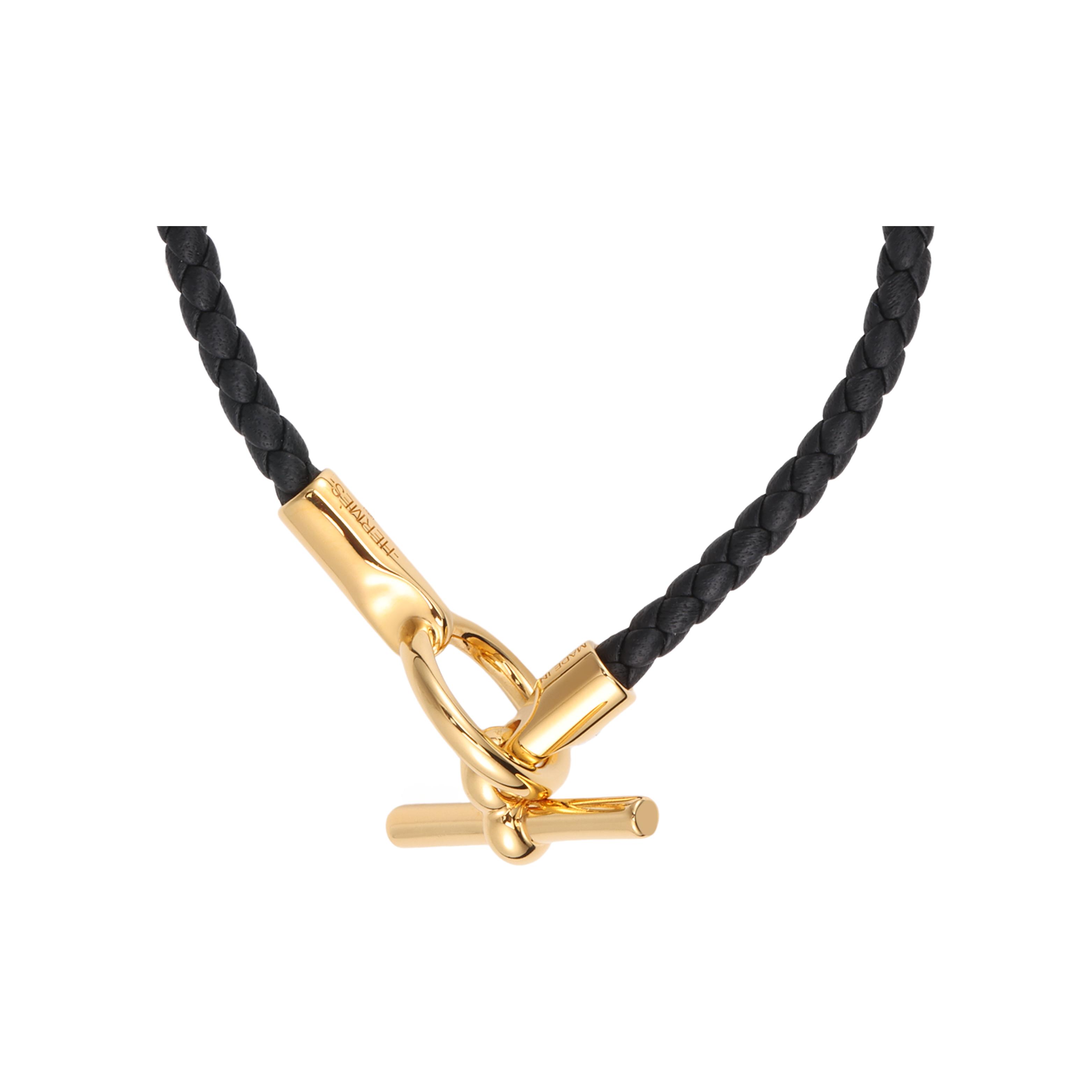 

Hermes Glenan Золота пряжка Браслет зі шкіри теля Unisex Браслет Чорний H071681F-89 T1