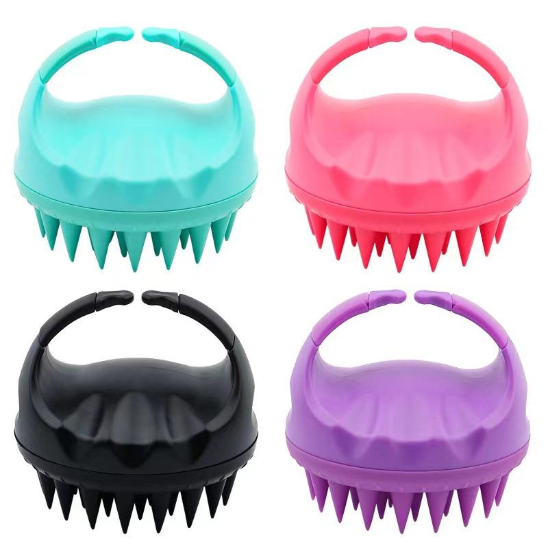Silicone Handheld Scalp Massage Brush Anti-hair Tool with Horny Bristles for Shower and Beauty Treatments