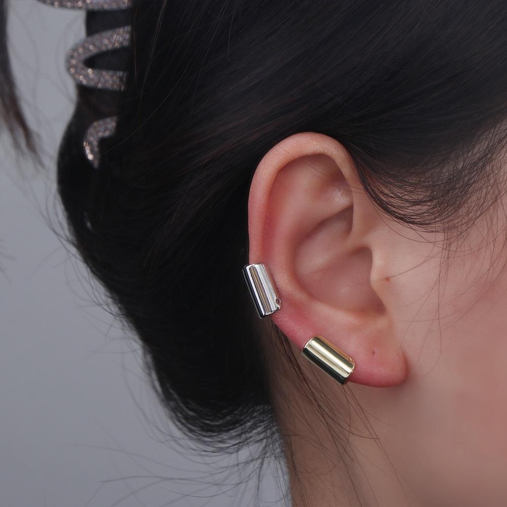 Copper Long Tube Clip Earring Non-Piercing Fake Ear Cuff Retro Ear Bone Clip  Party