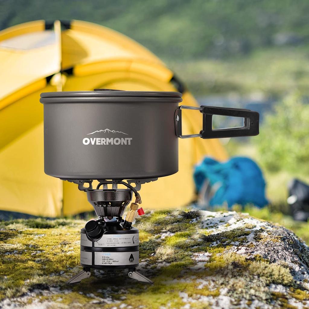 Overmont DS-300 Aluminium Kochgeschirr-Set, Outdoor Topf und Wasserkocher, Camping Kochgeschirr, Aufbewahrungstasche inklusive, Geeignet für 2-3 Personen
