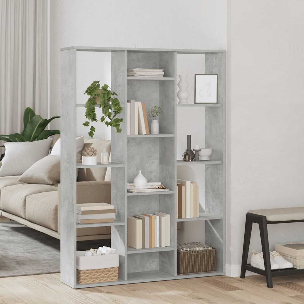 Room Divider Bookshelf Concrete Grey 100 x 24 x 140 cm Wood Based Material