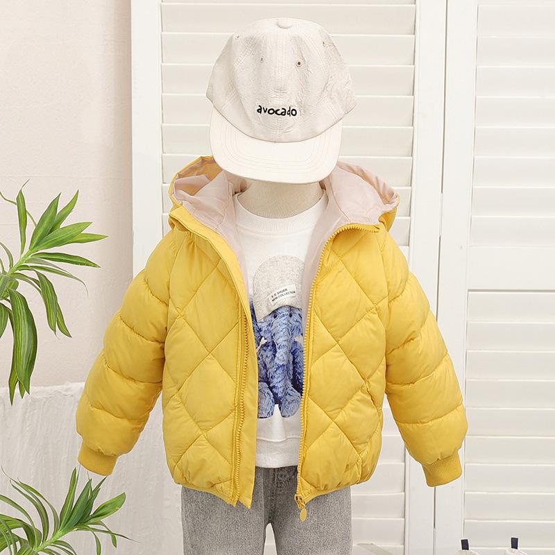 

Детское хлопковое пальто на осень-зиму для мальчиков и девочек, толстое пальто с капюшоном, короткая стеганая куртка, короткая 140cm жёлтый