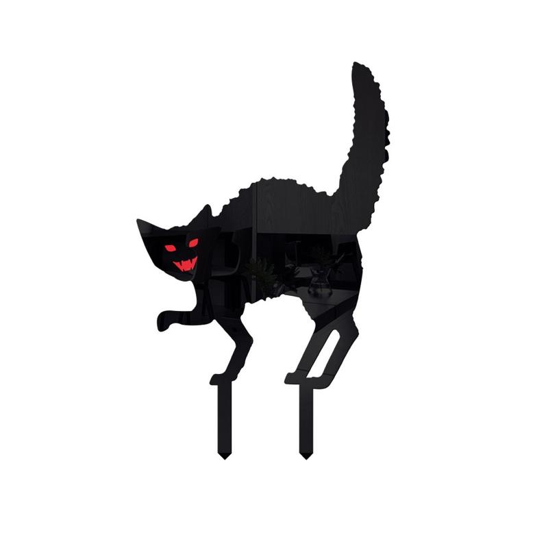 Black for Cat Silhouette Stake Set of 3 Lawn Yard Halloween Horror for Cat Statue Garden Patio Acrylic Stakes Outdoor Ar