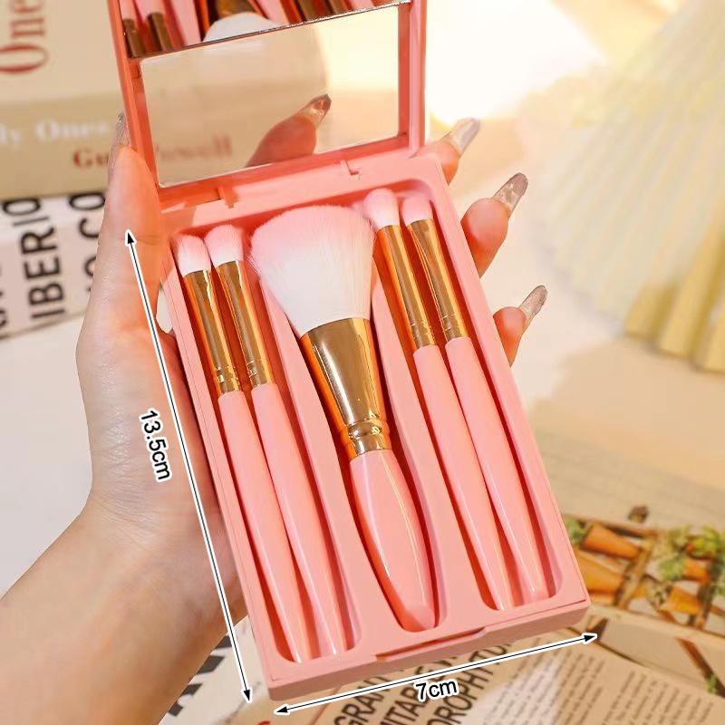 New 5-Piece Mirrored Makeup Brush Set With A Window Portable And Multifunctional Eyeshadow Makeup Tool