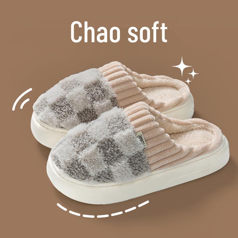 Women's and Men's Warm Non-Slip Cotton Slippers for Autumn and Winter