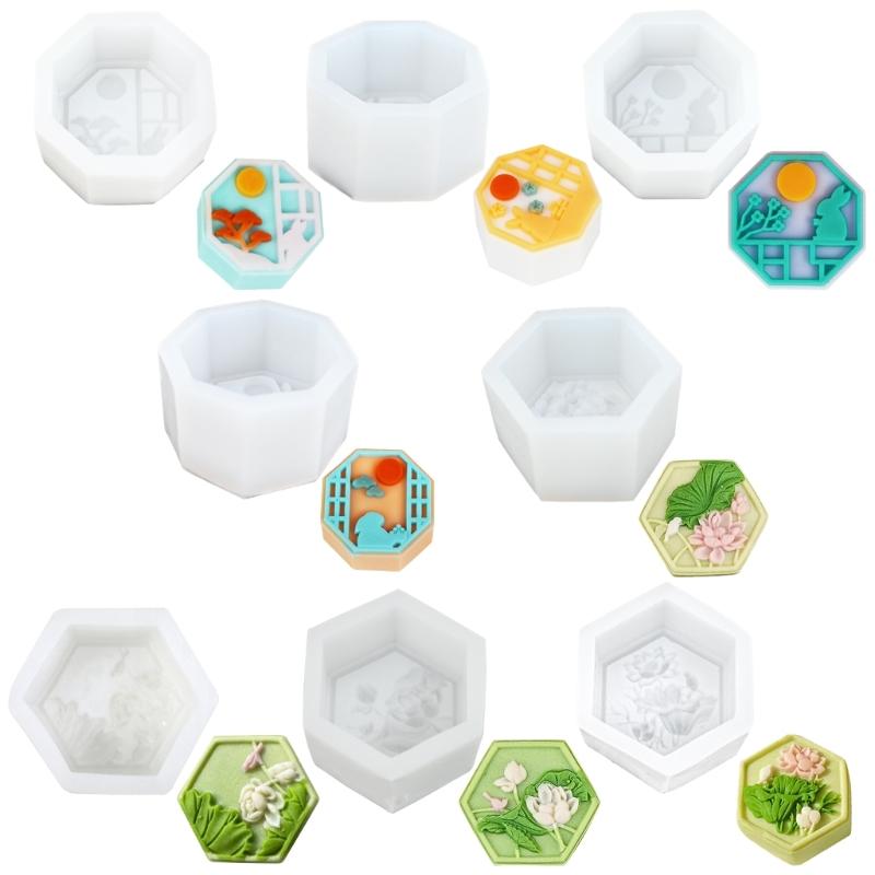 Octagonal Moon Flower Silicone Molds Fondants Chocolate Molds Mousses Cake Decorating Tool Candle Soap Molds Easily Clean